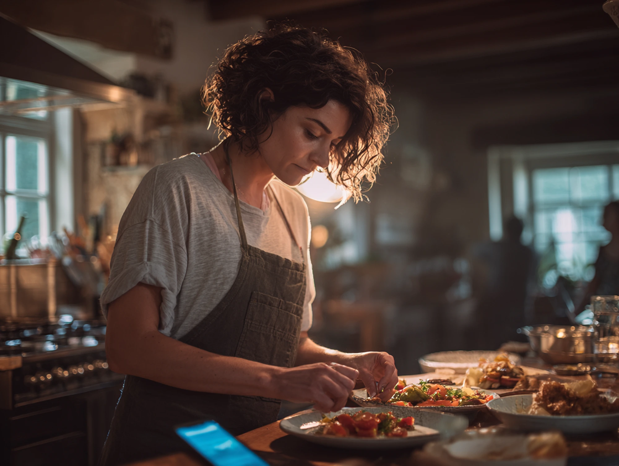 Illustration #1 of a person cooking at home