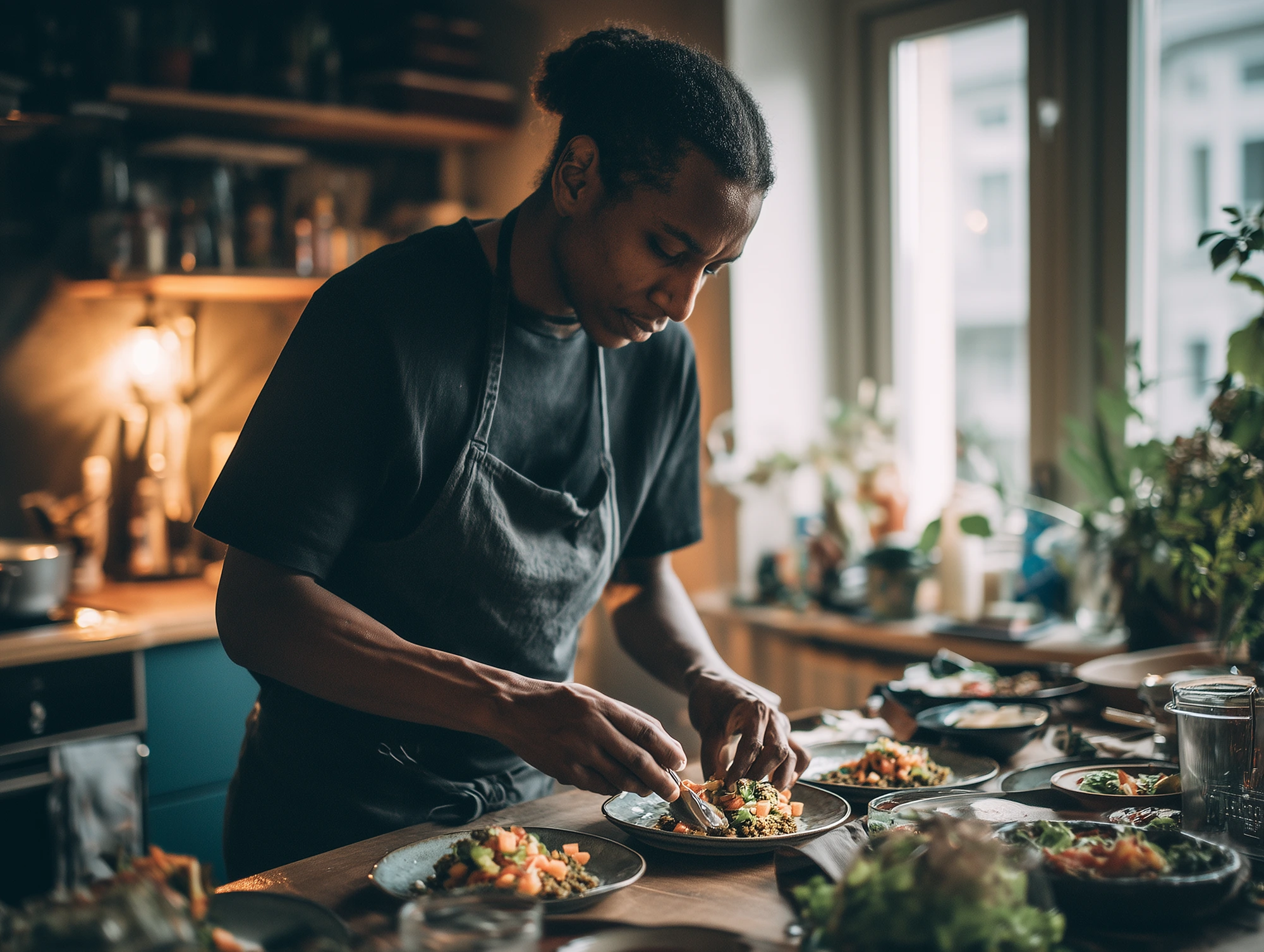 Illustration #2 of a person cooking at home