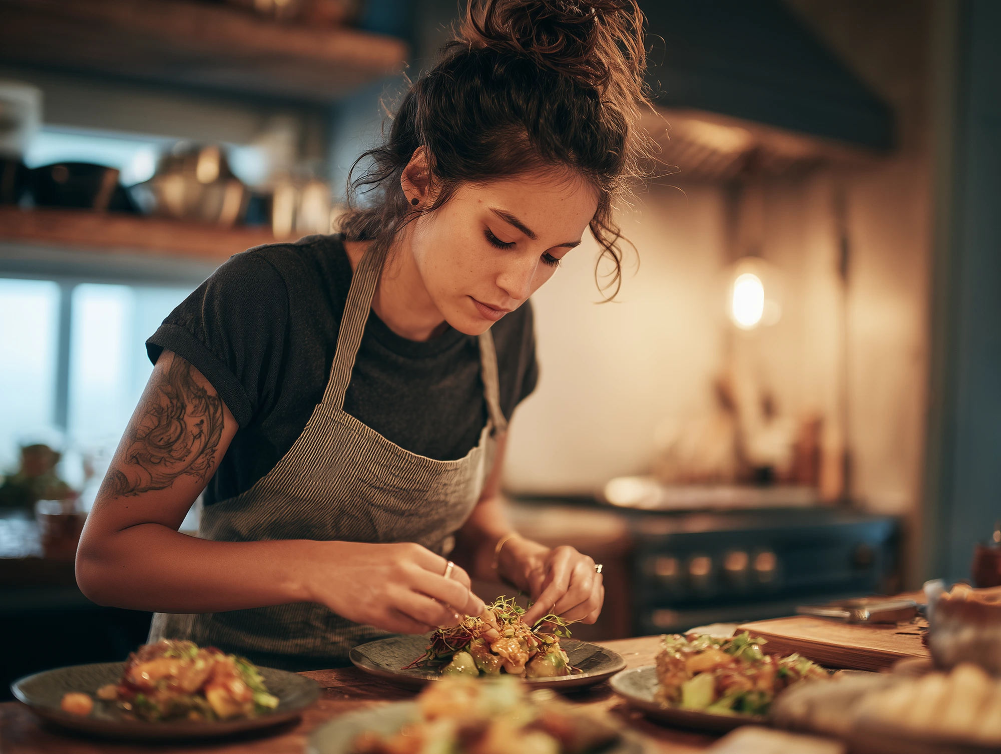 Illustration #3 of a person cooking at home