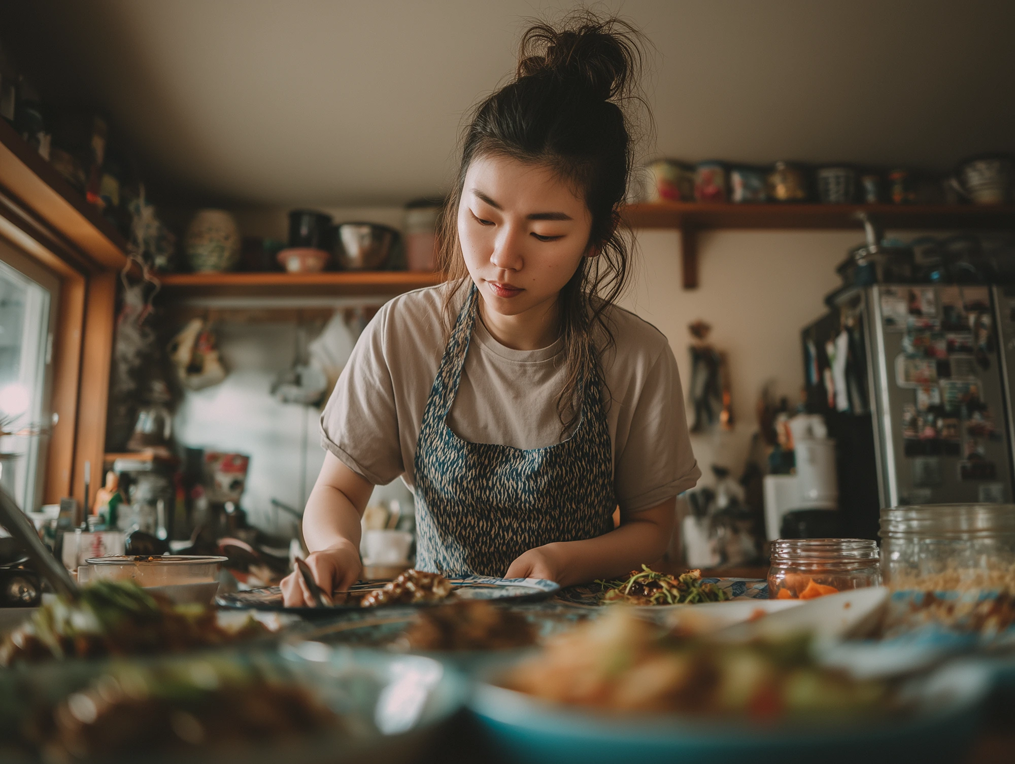 Illustration #5 of a person cooking at home